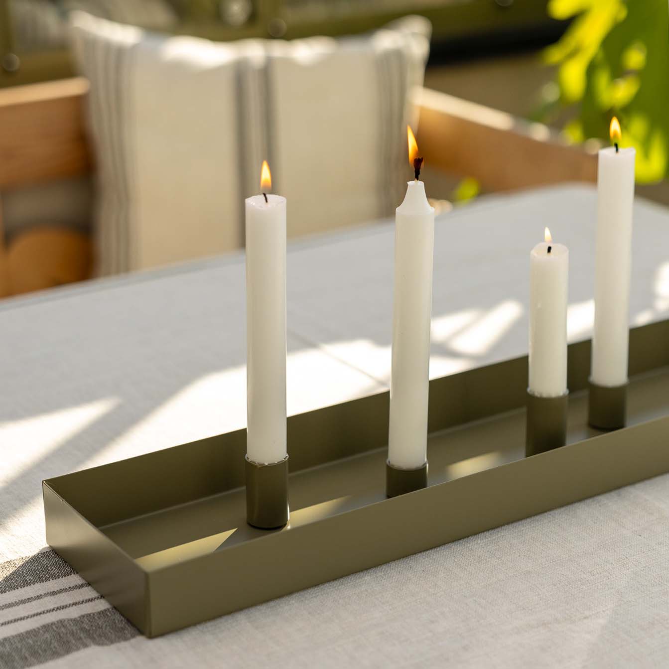 Tablett Sund eckig mit magnetischen Kerzenhaltern - grün