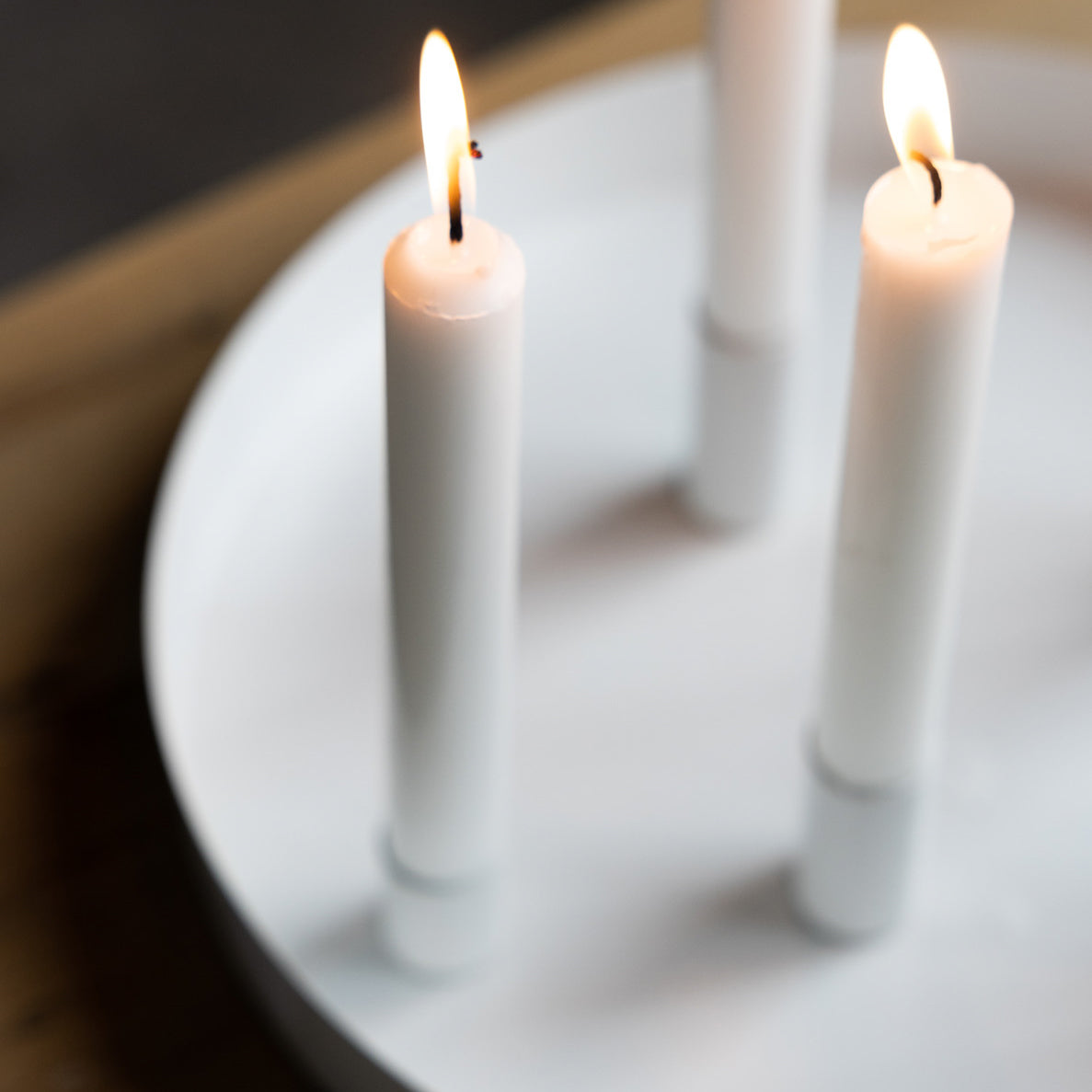 B-Ware Tablett Sund mit magnetischen Kerzenhaltern weiß
