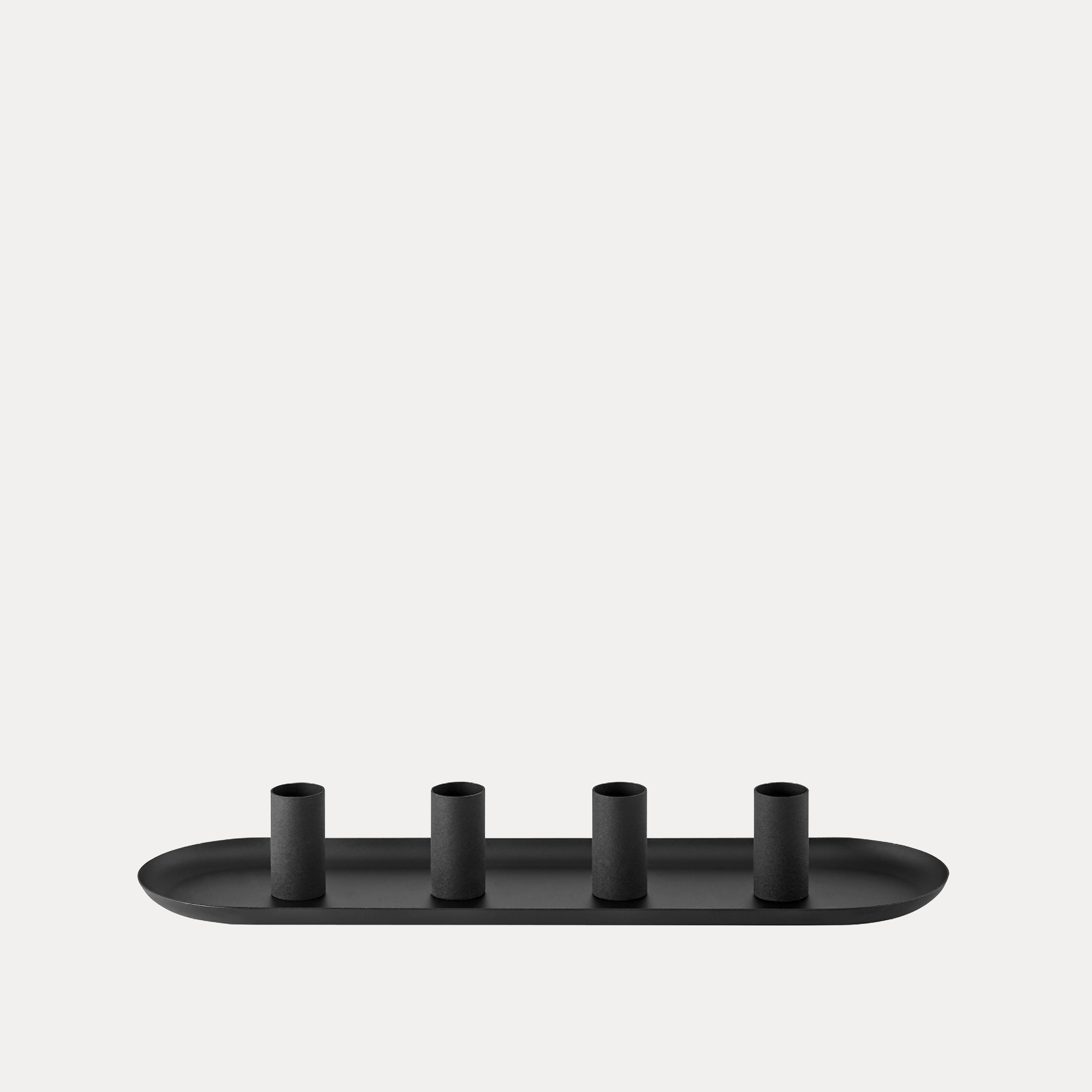 Tablett Loha oval mit magnetischen Kerzenhaltern - schwarz