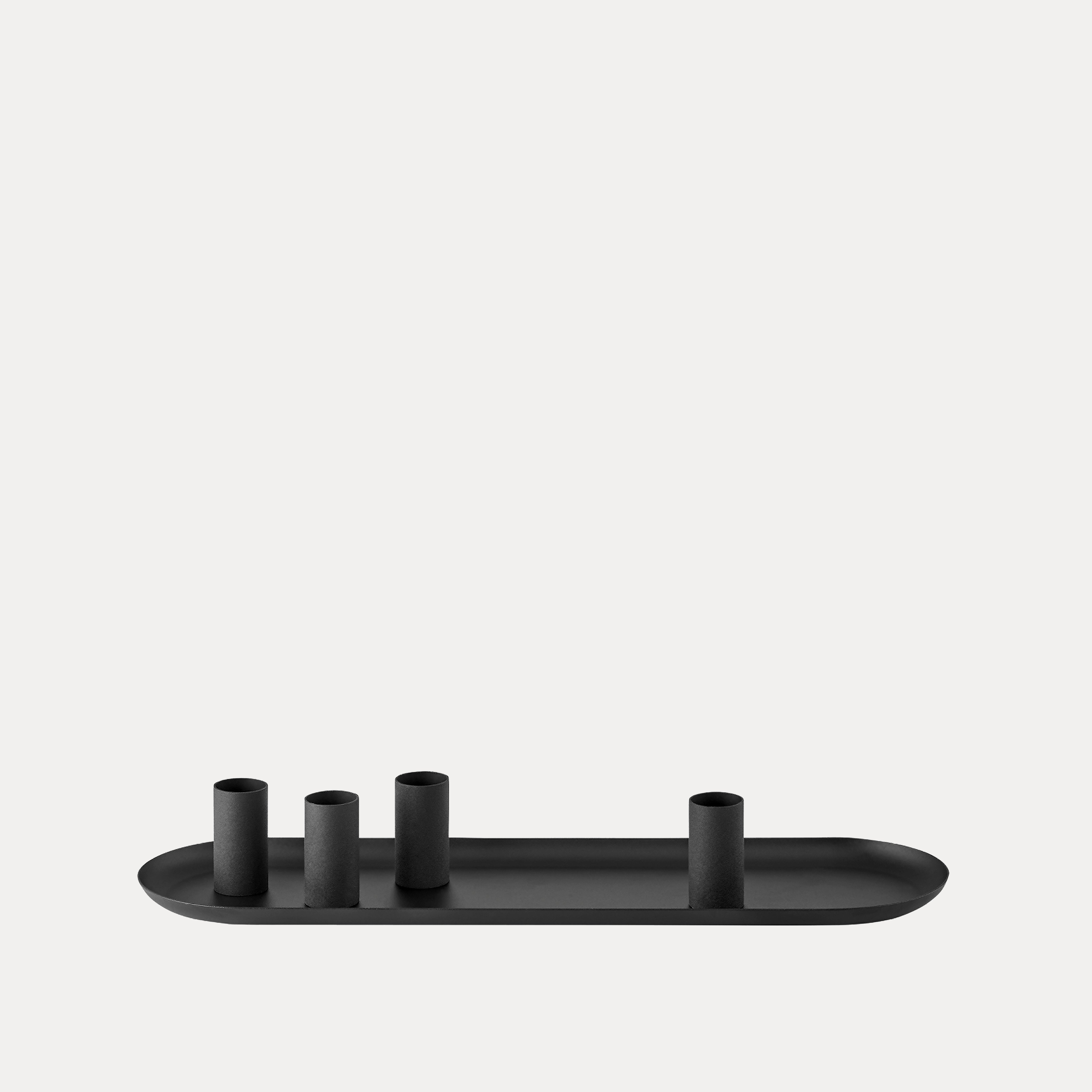 Tablett Loha oval mit magnetischen Kerzenhaltern - schwarz