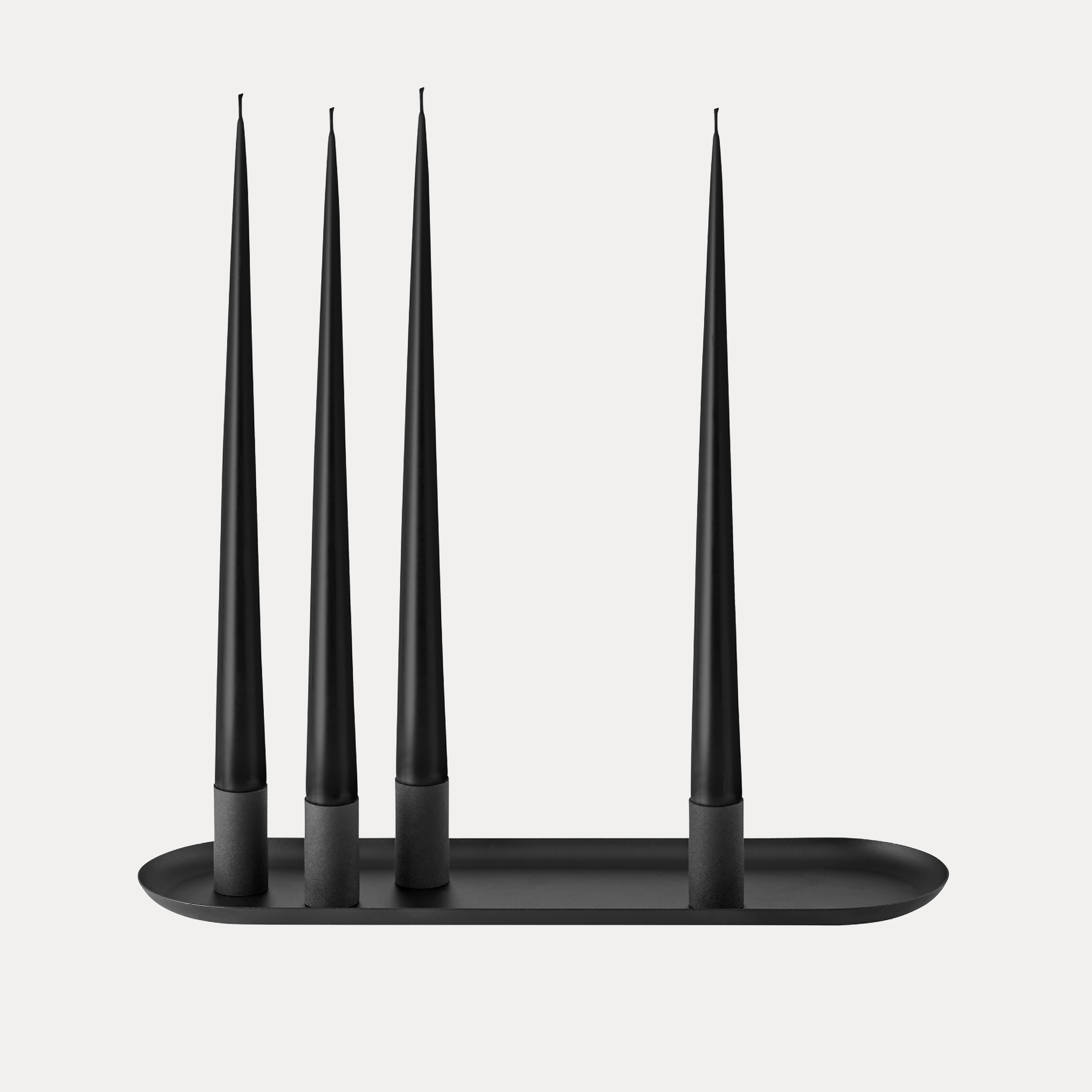 Tablett Loha oval mit magnetischen Kerzenhaltern - schwarz