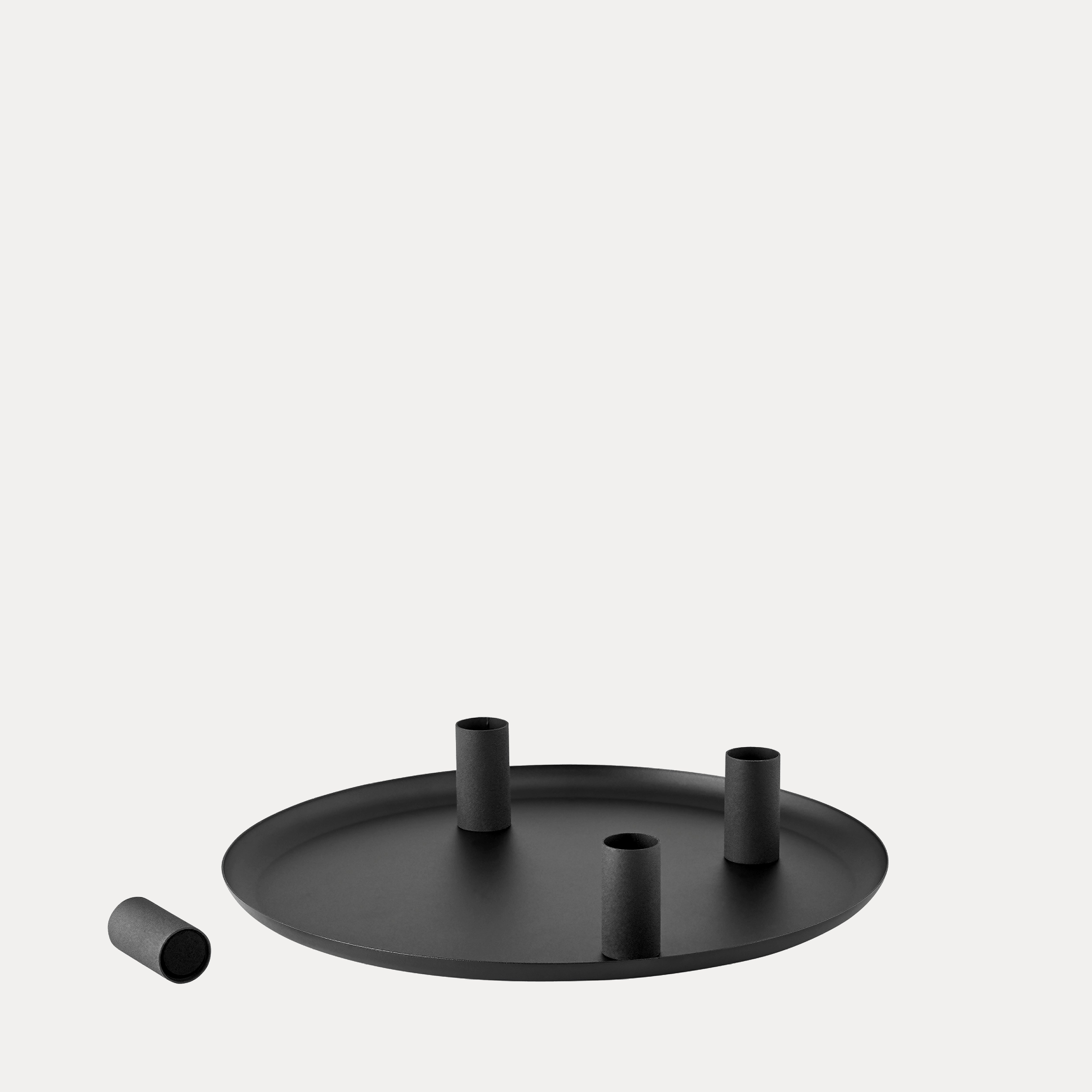 Tablett Loha rund mit magnetischen Kerzenhaltern - schwarz