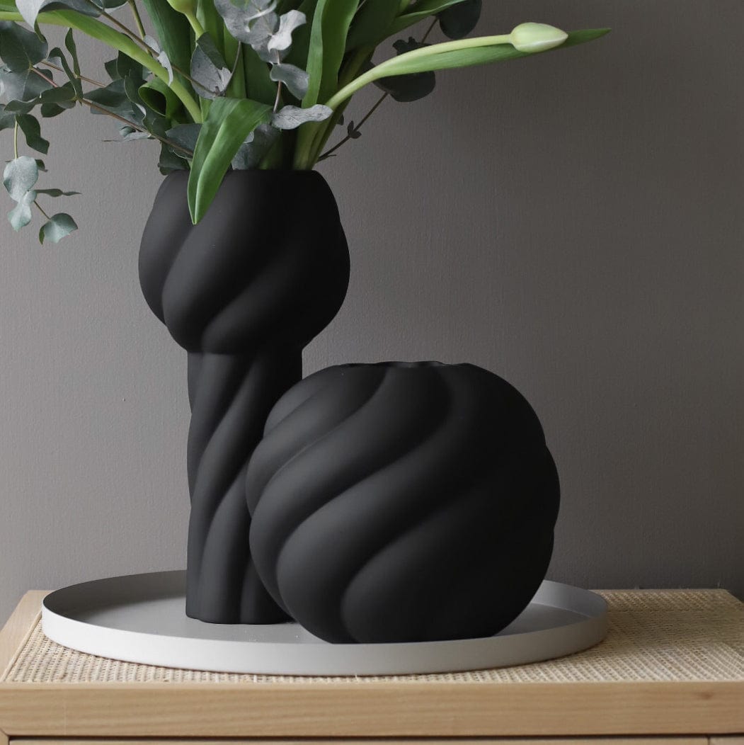 Twisted Ball Vase - schwarz