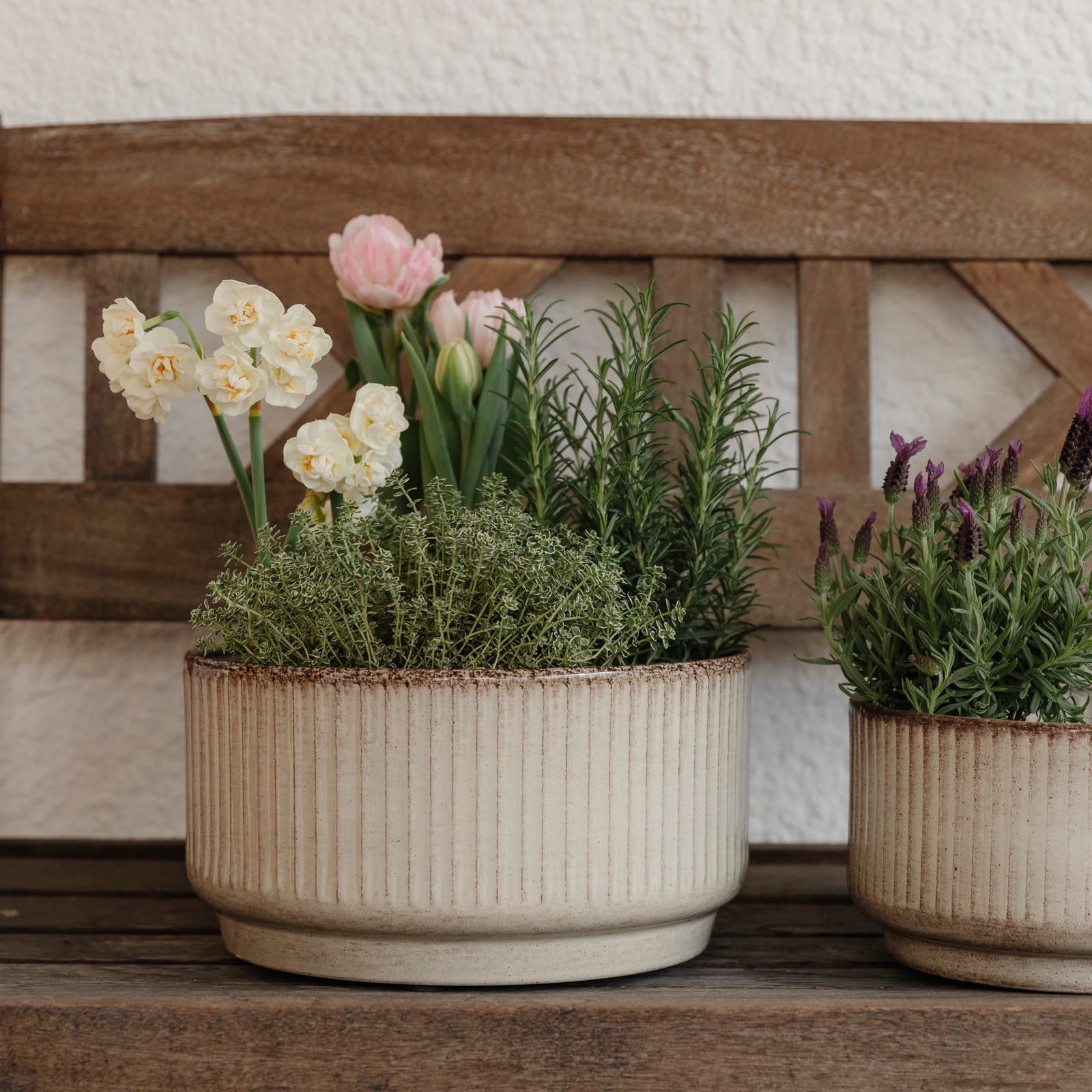 Pflanzschale Jord Stripe - beige