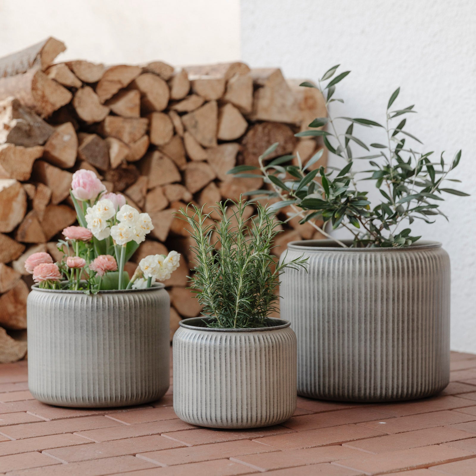 Pflanztopf Hage Stripe - grau