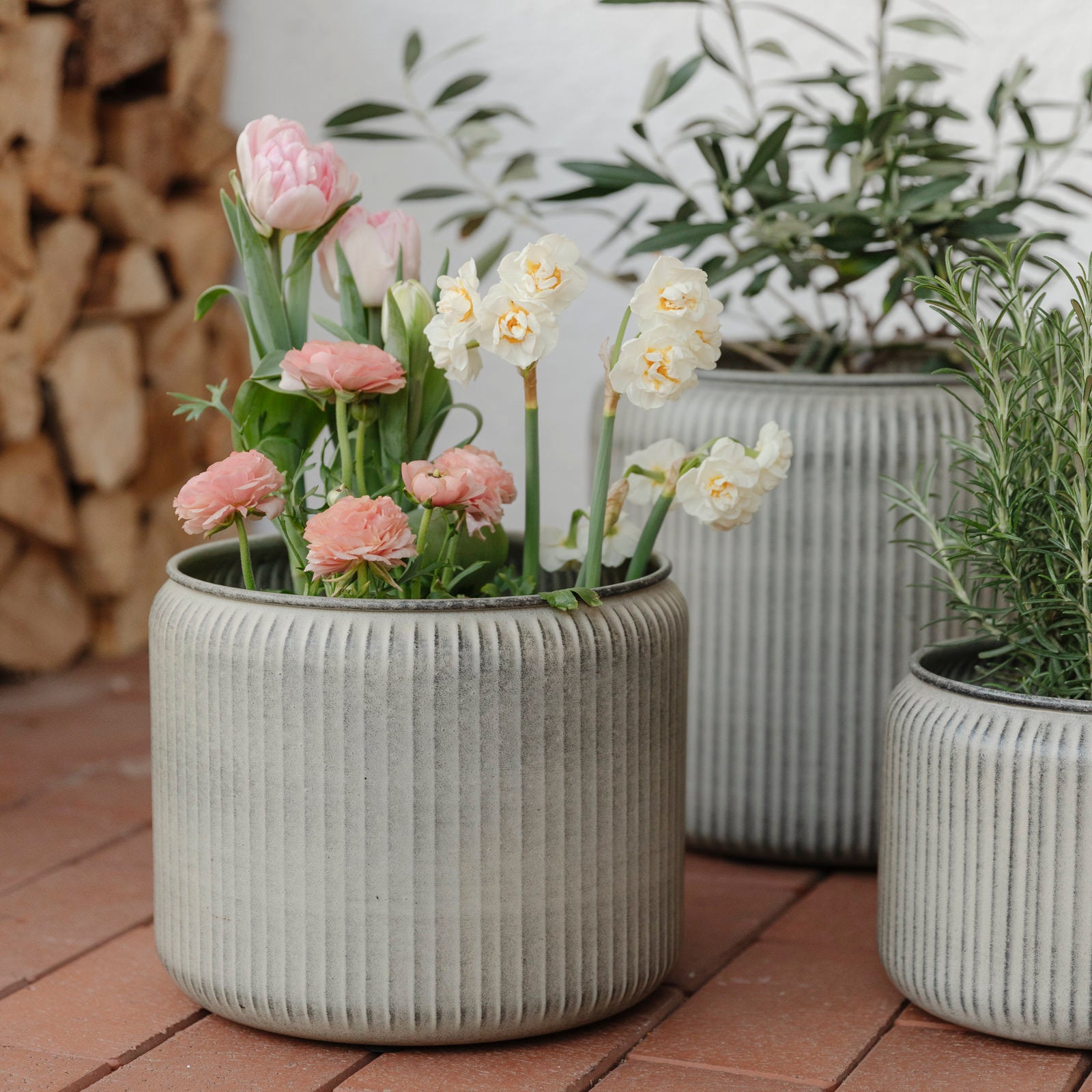 Pflanztopf Hage Stripe - grau