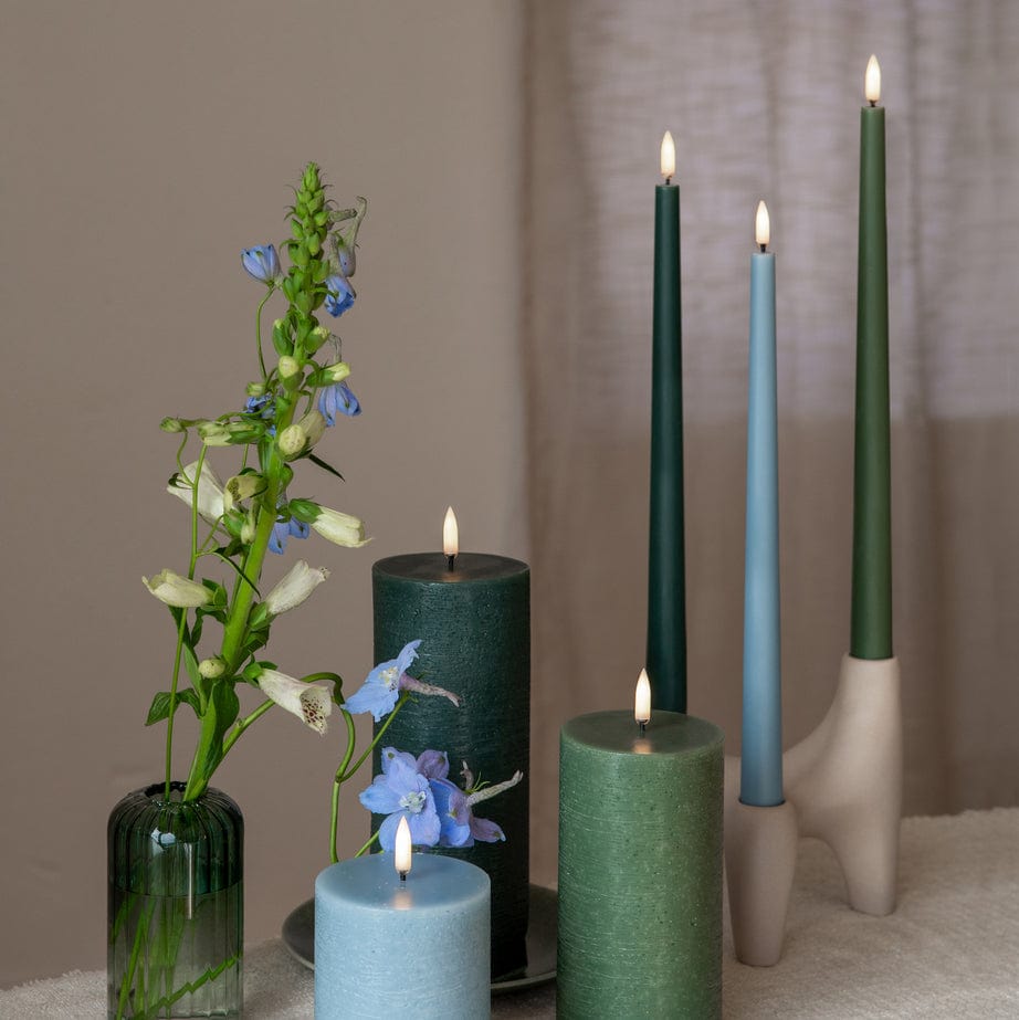 Uyuni LED Stabkerze 32cm 2er Set - pine green