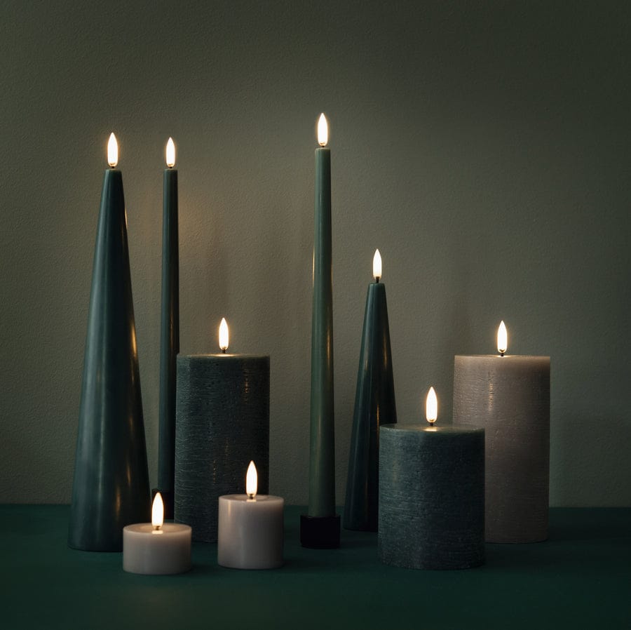 Uyuni LED Stabkerze 32cm 2er Set - pine green
