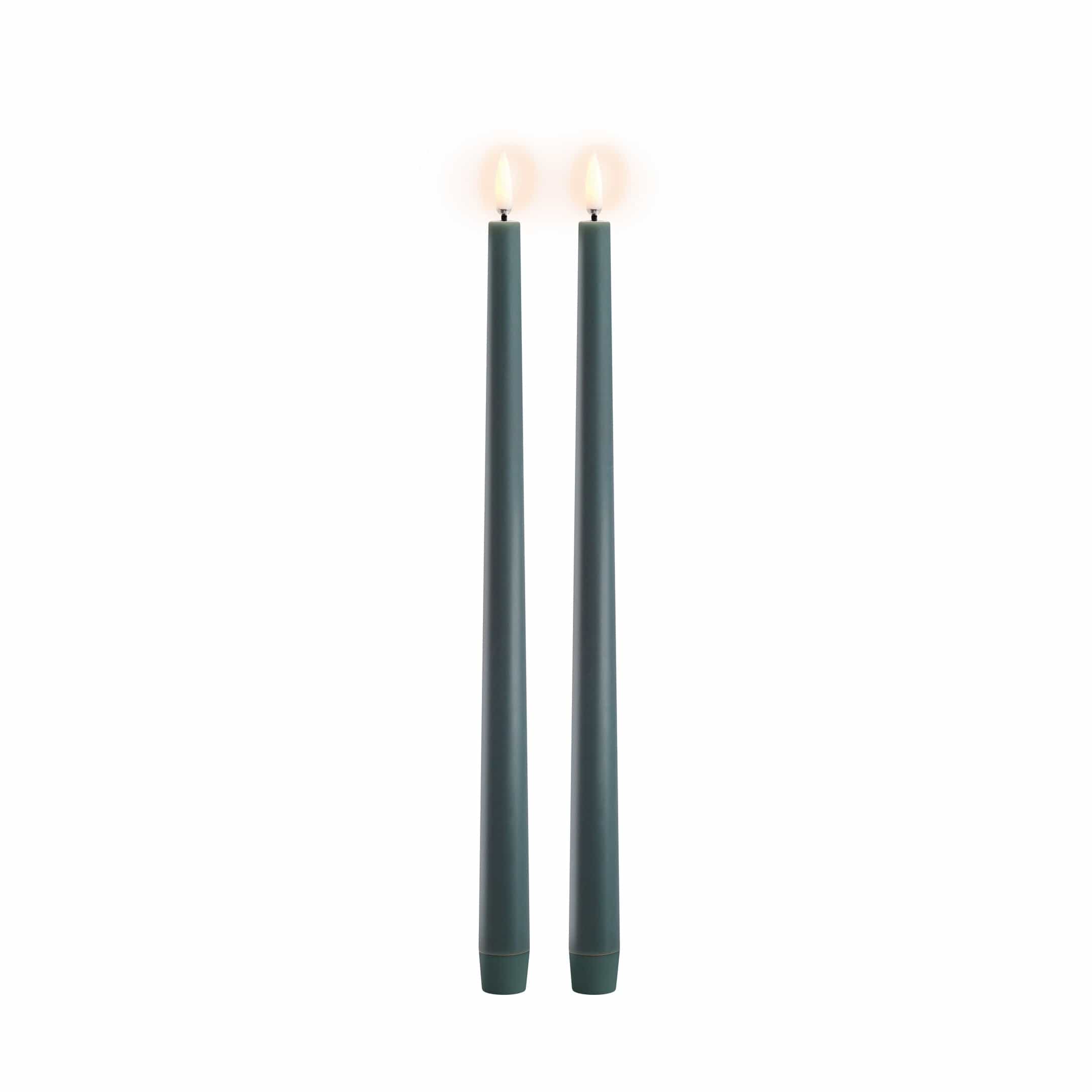 Uyuni LED Stabkerze 32cm 2er Set - pine green