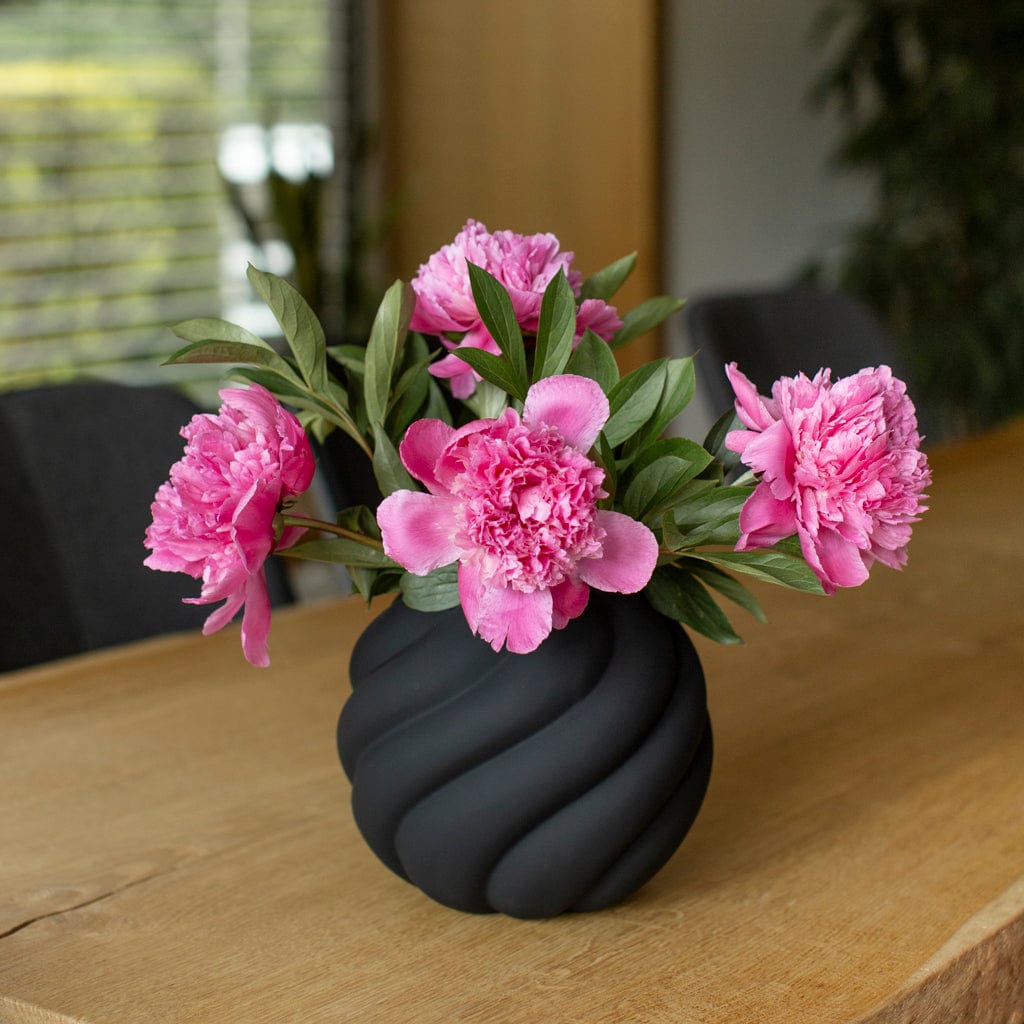 Twisted Ball Vase - schwarz