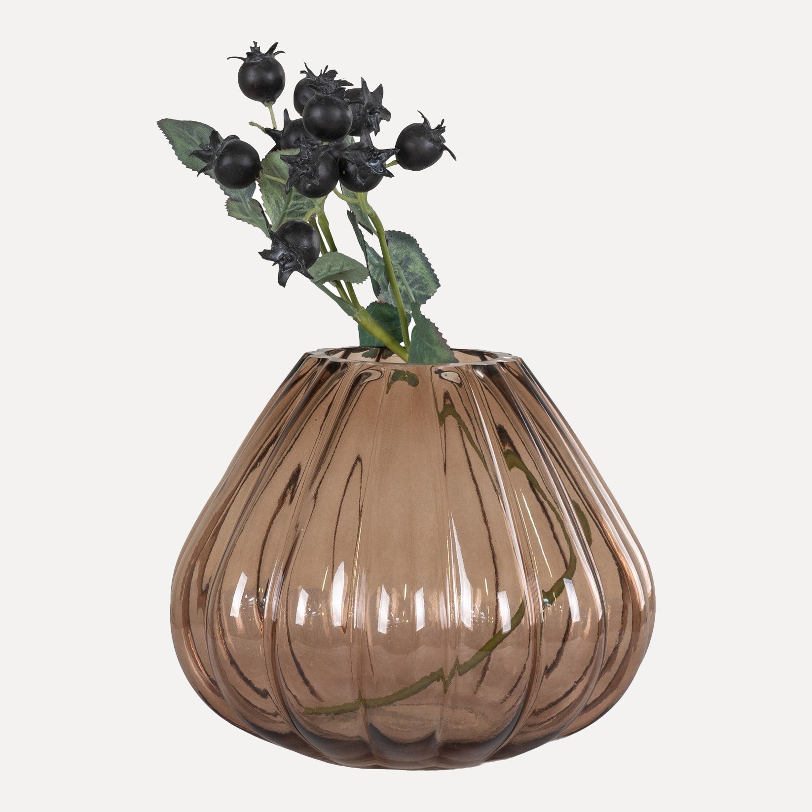 Vase Flora aus Glas - braun