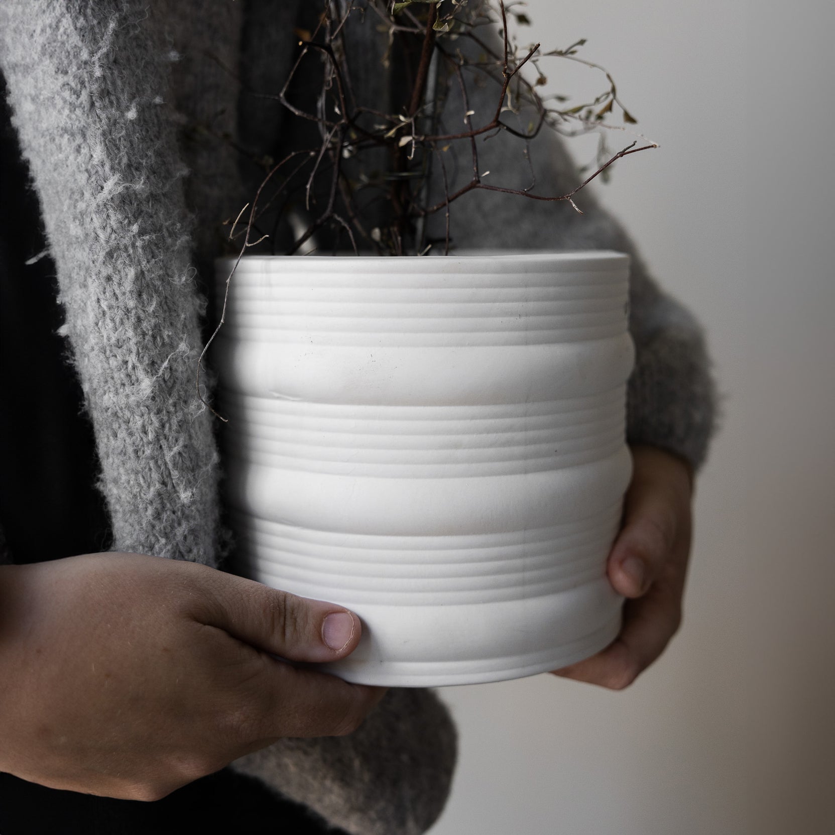Vase / Übertopf Arby - weiß