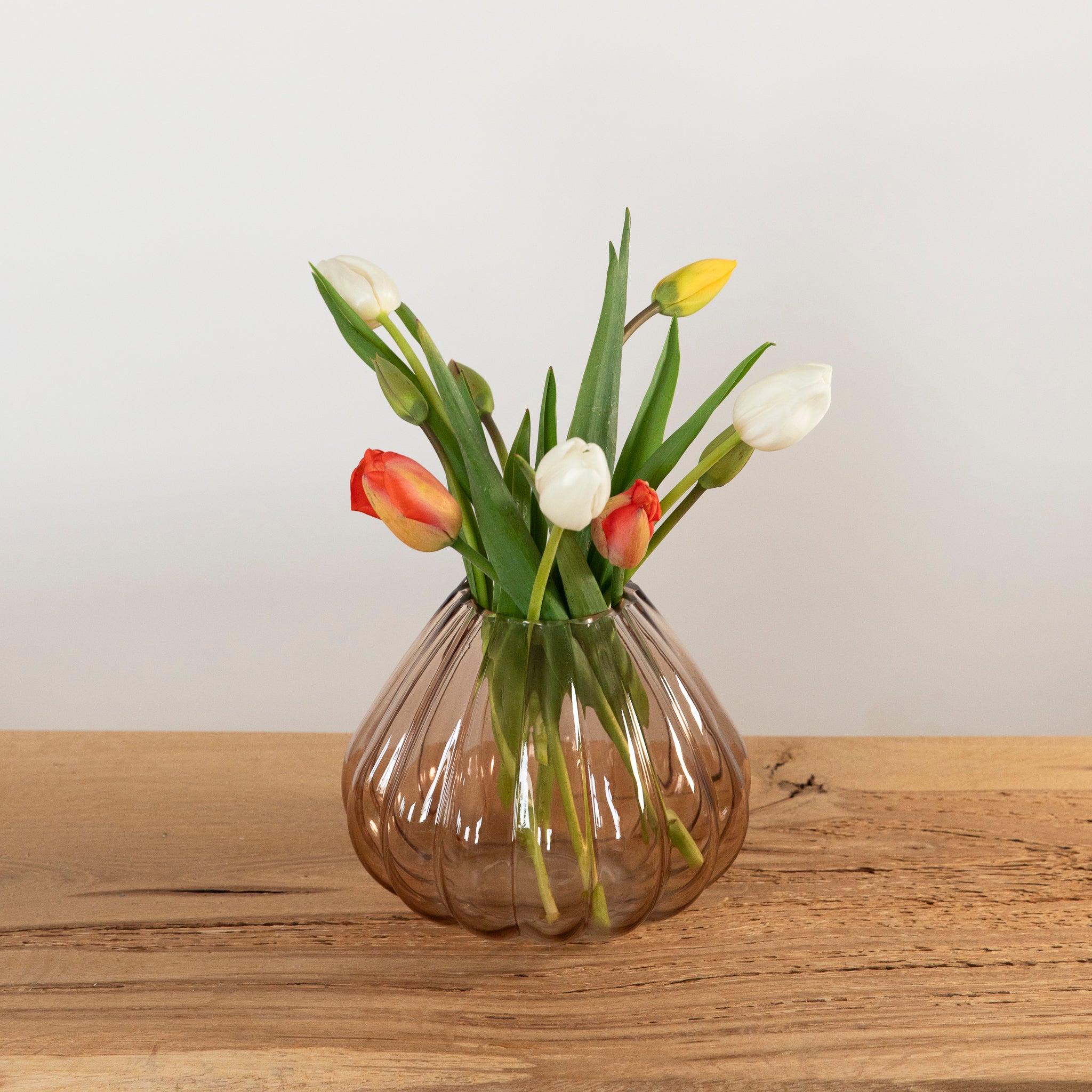 Vase Flora aus Glas - braun