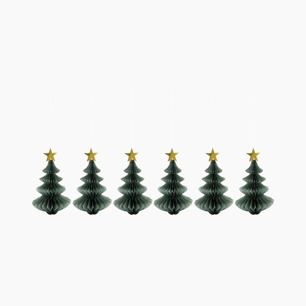 Papieranhänger Tree 6er Set - grün