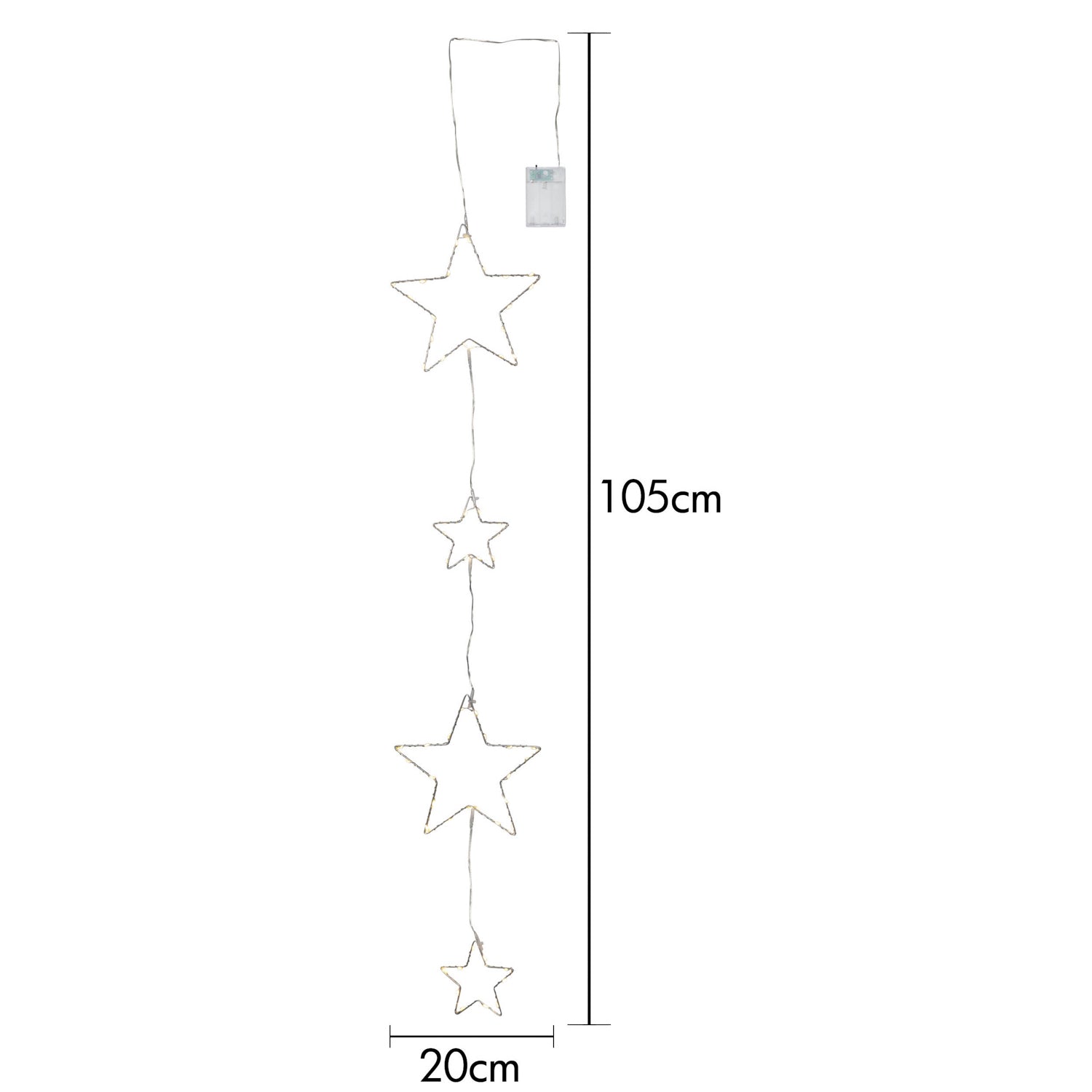 LED Lichterkette Drops Stars - mit Batteriefach