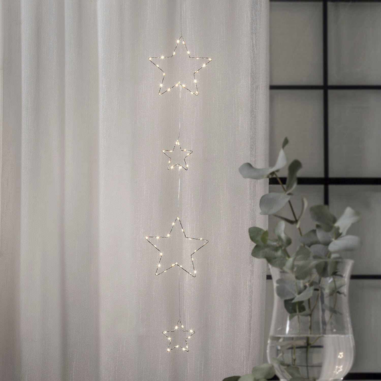 LED Lichterkette Drops Stars - mit Batteriefach