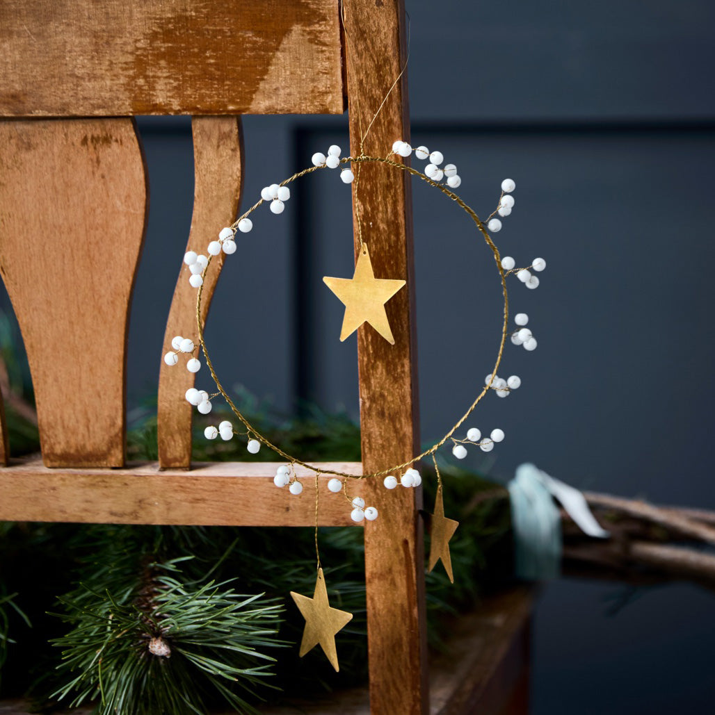 Weihnachtsdeko Kranz Stern - weiß gold