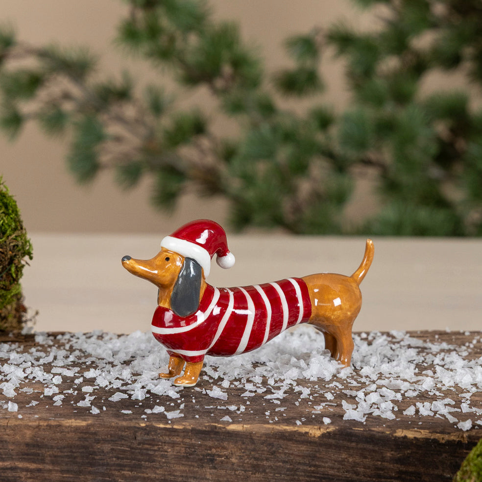 Weihnachtsdeko Hund Albin - rot grün