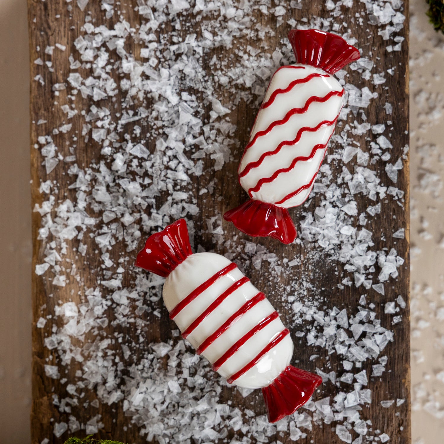 Weihnachtsdeko Bonbon Sockeras - rot weiß