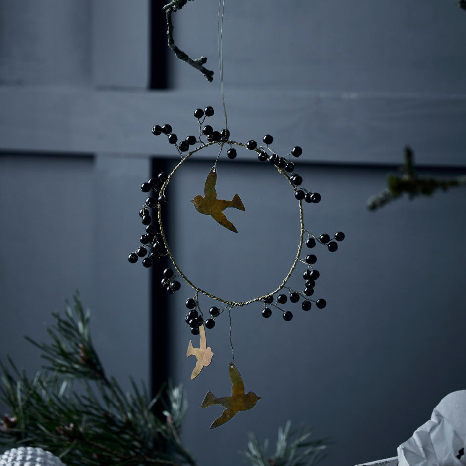 Weihnachtsdeko Kranz Bird - schwarz gold