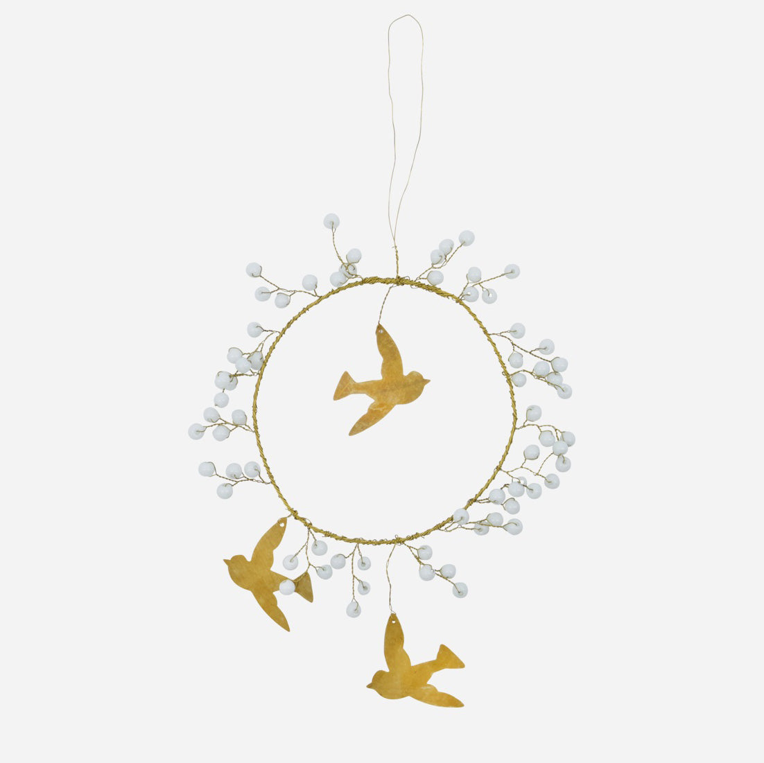 Weihnachtsdeko Kranz Bird - weiß gold