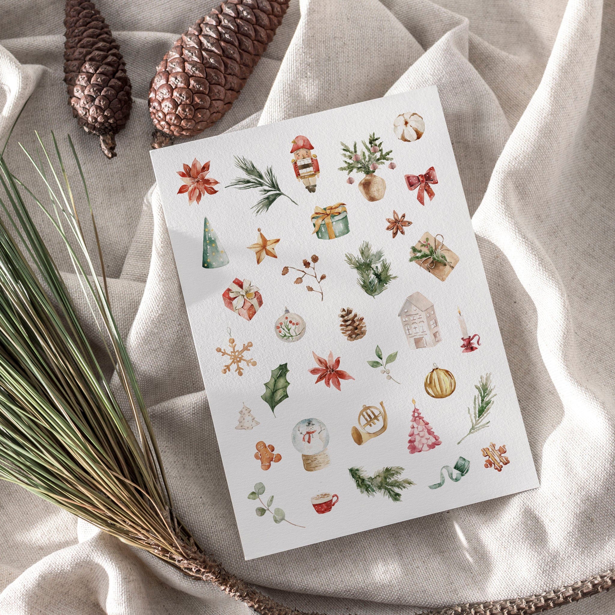 6er Set Weihnachtskarten A6 auf Strukturpapier - bunt