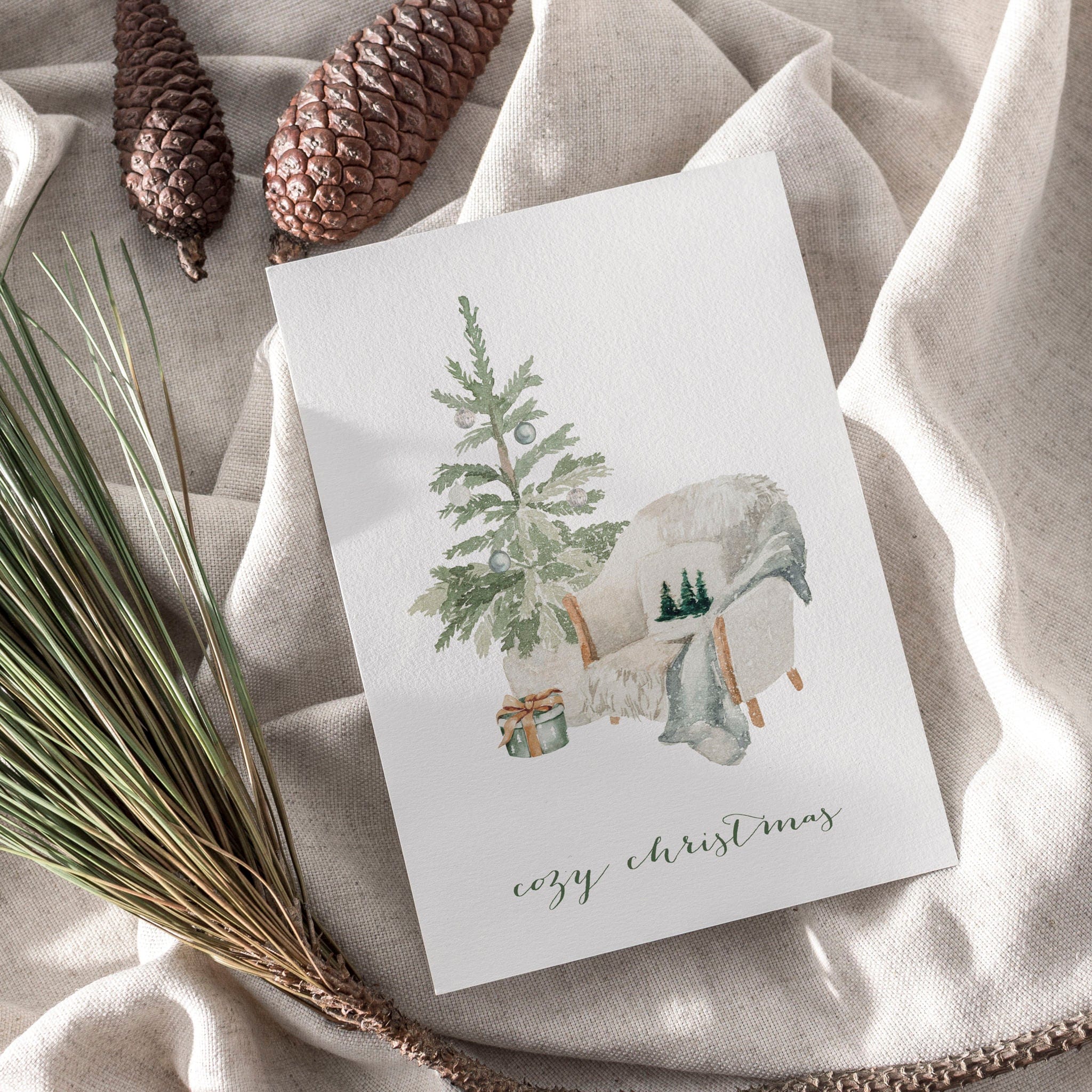6er Set Weihnachtskarten A6 auf Strukturpapier - bunt