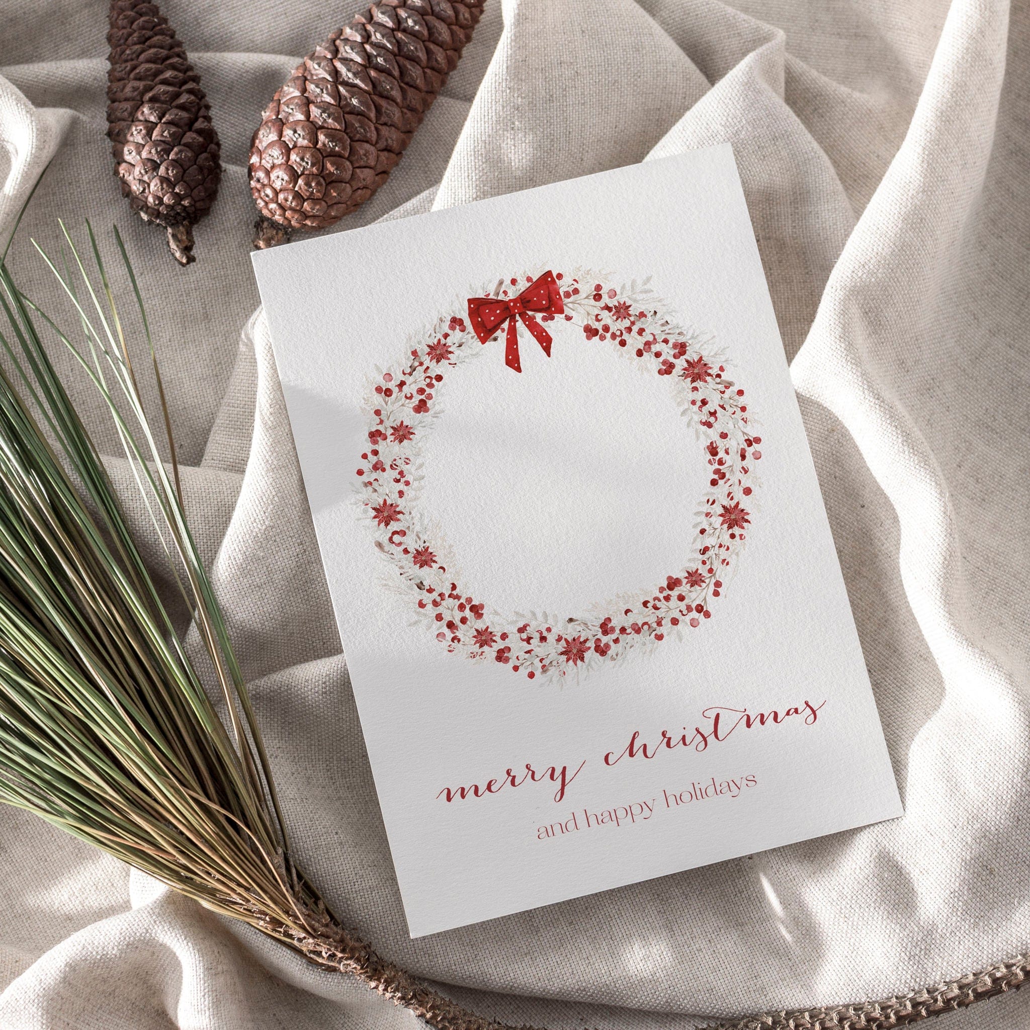 6er Set Weihnachtskarten A6 auf Strukturpapier - rot