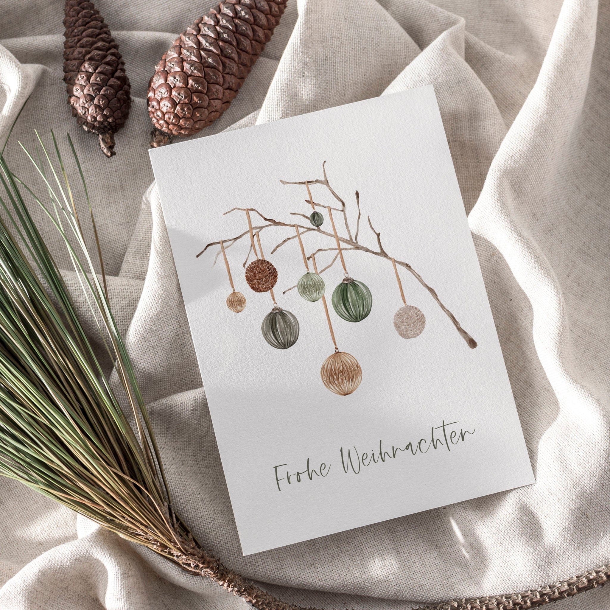 6er Set Weihnachtskarten A6 auf Strukturpapier - rustic