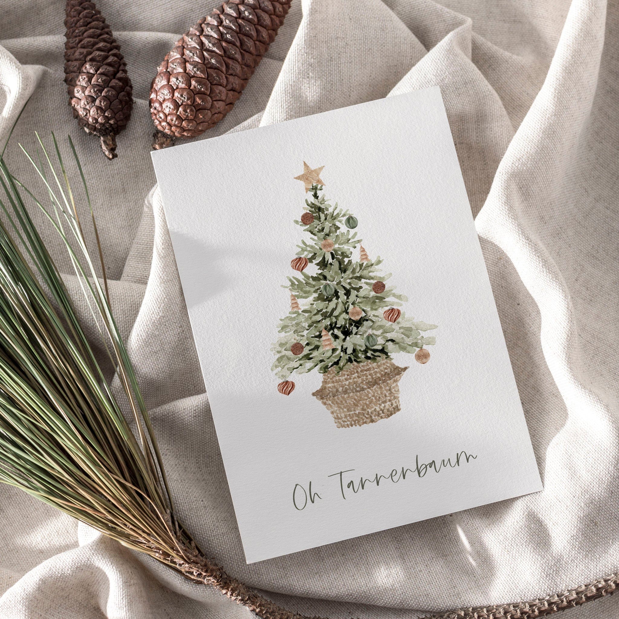 6er Set Weihnachtskarten A6 auf Strukturpapier - rustic
