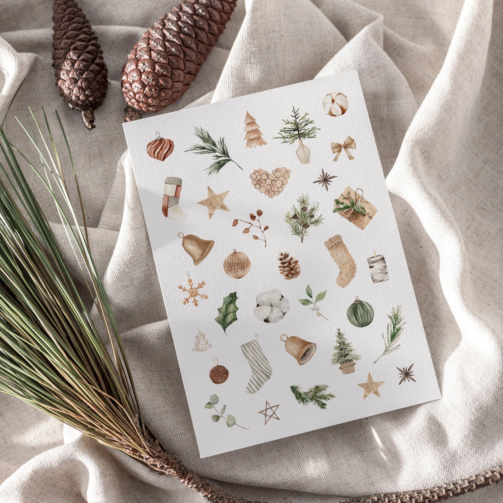 6er Set Weihnachtskarten A6 auf Strukturpapier - rustic