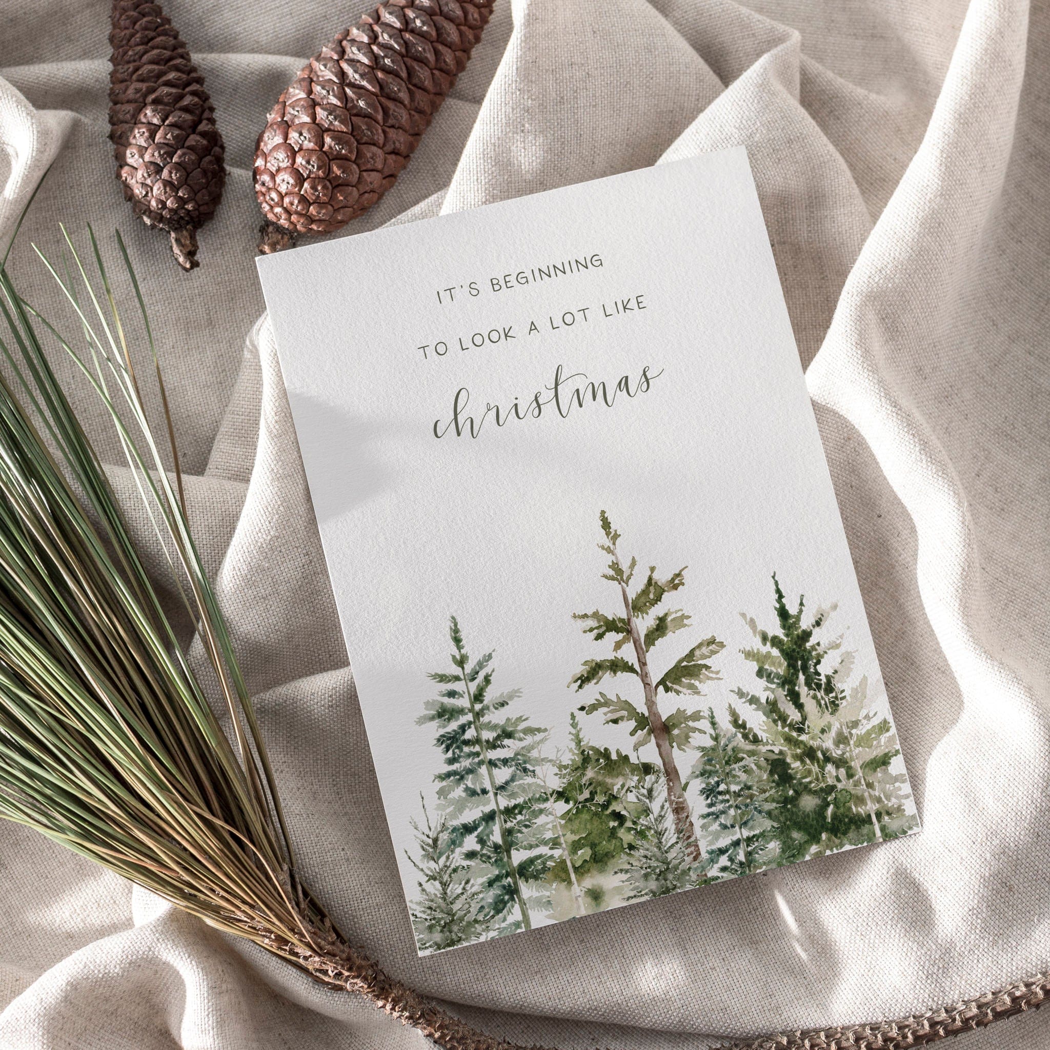 6er Set Weihnachtskarten A6 auf Strukturpapier - rustic