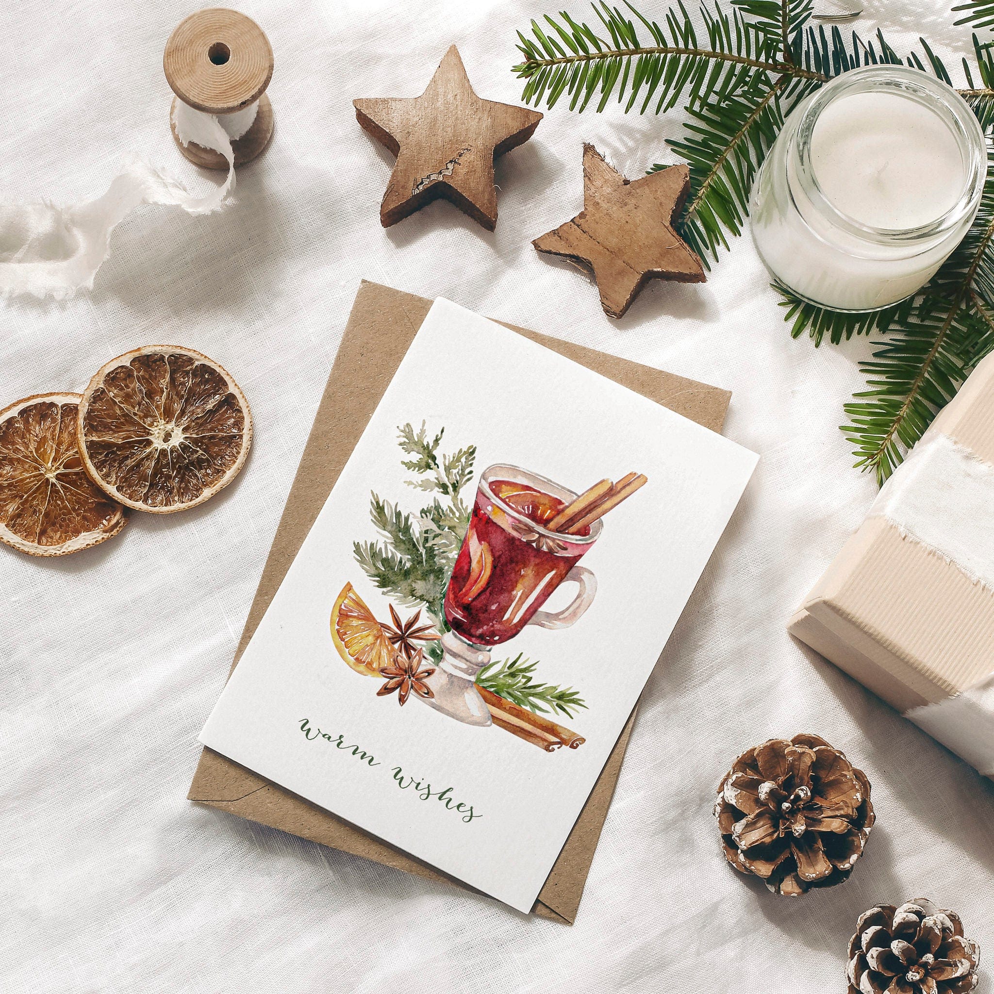 6er Set Weihnachtskarten A6 auf Strukturpapier - bunt
