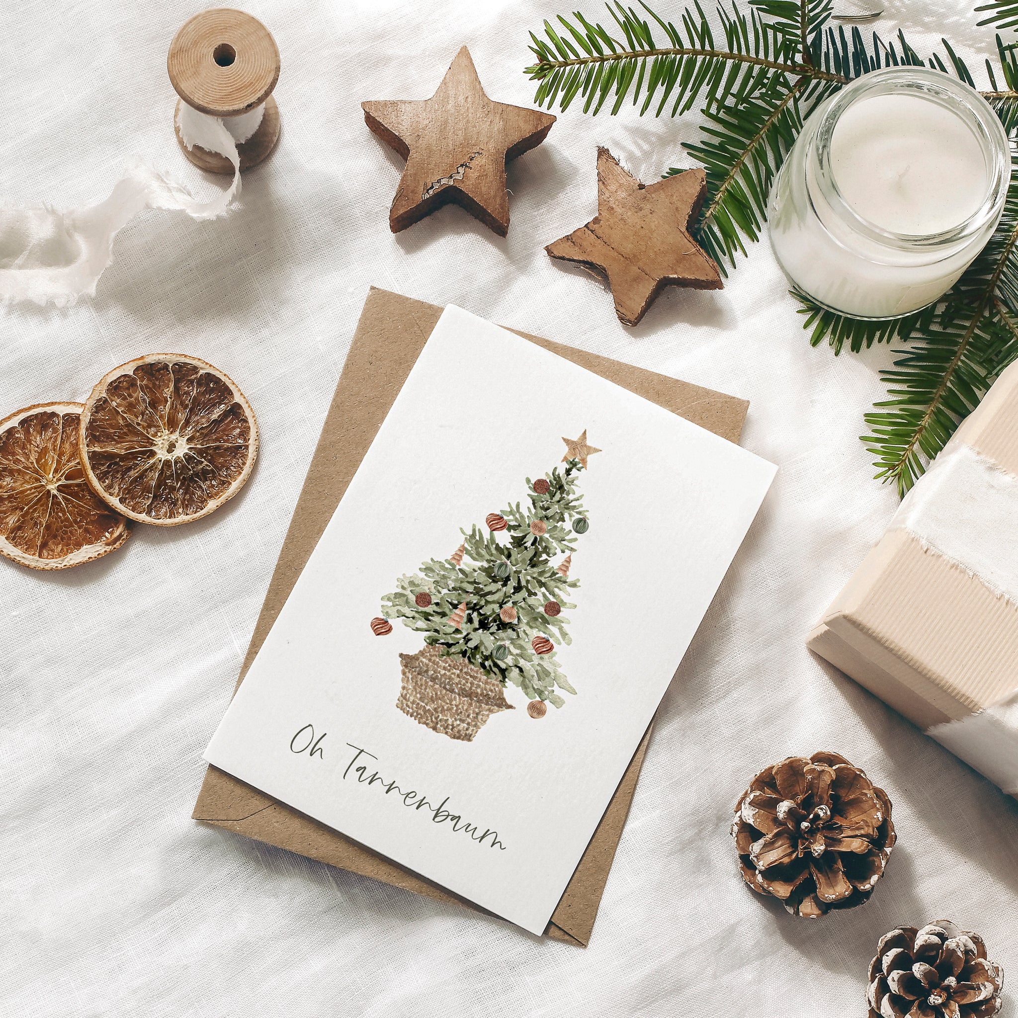 Weihnachtskarte auf Strukturpapier Christbaum A6