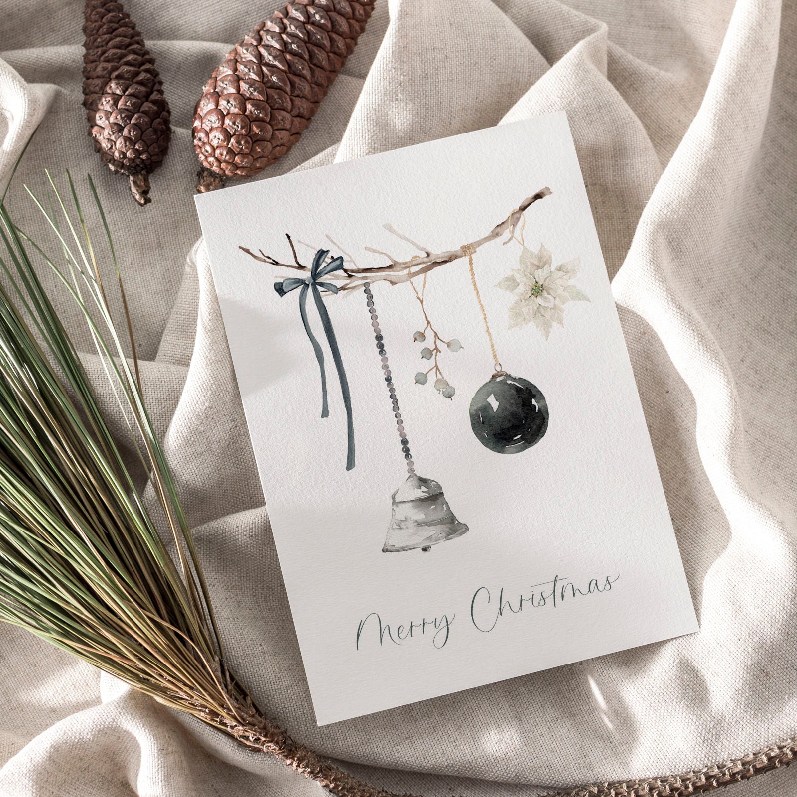 6er Set Weihnachtskarten A6 auf Strukturpapier - calm