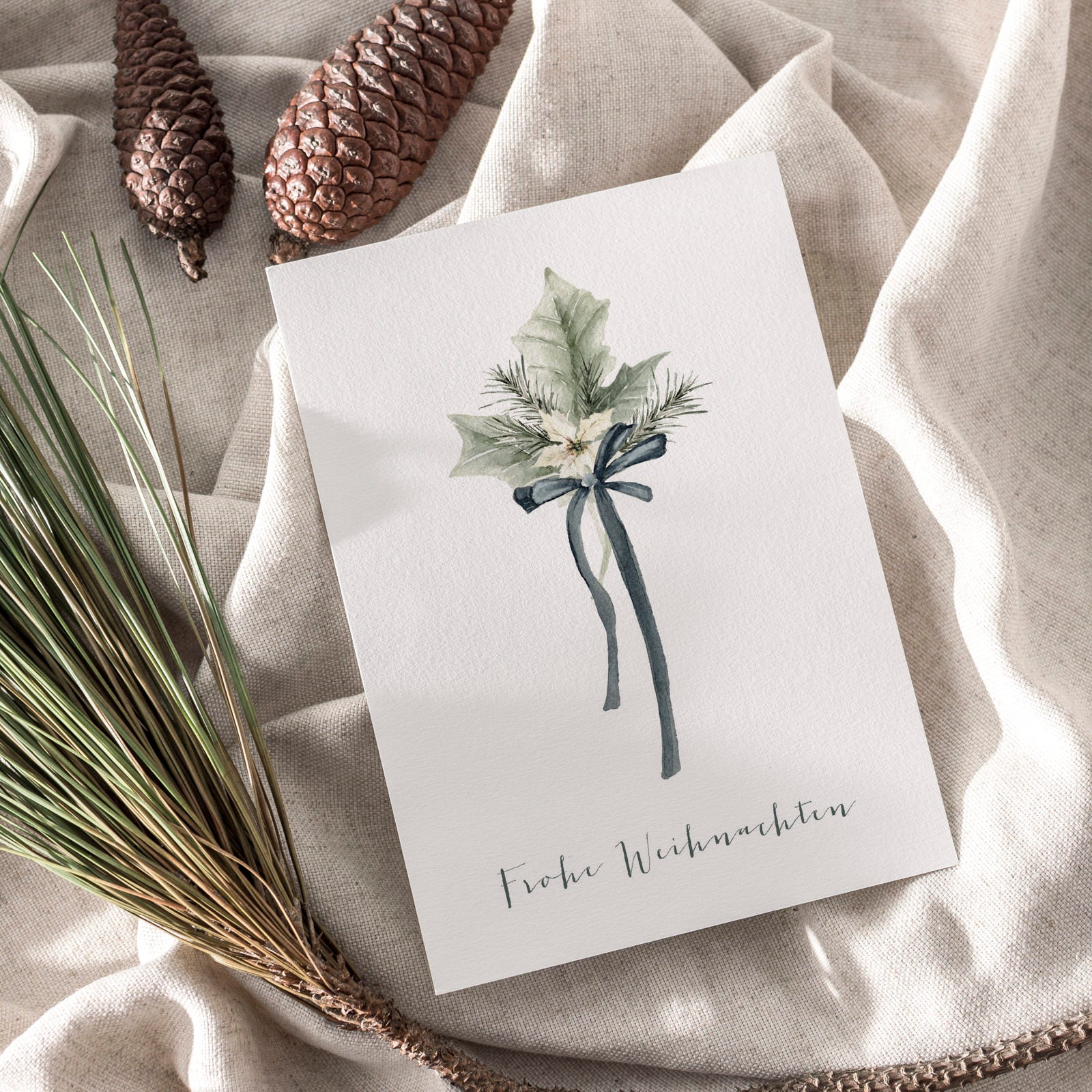6er Set Weihnachtskarten A6 auf Strukturpapier - calm