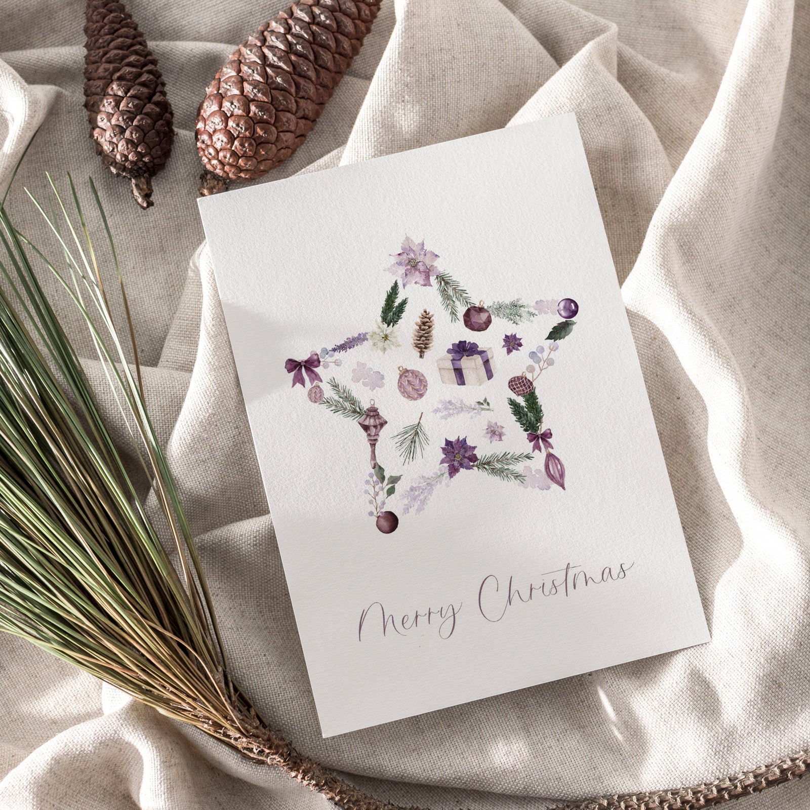 Weihnachtskarte auf Strukturpapier Stern A6