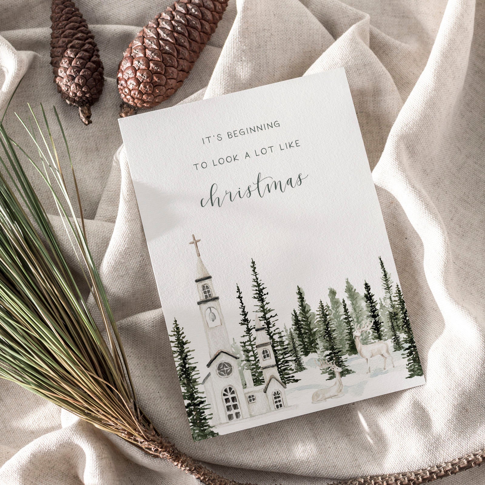 6er Set Weihnachtskarten A6 auf Strukturpapier - calm