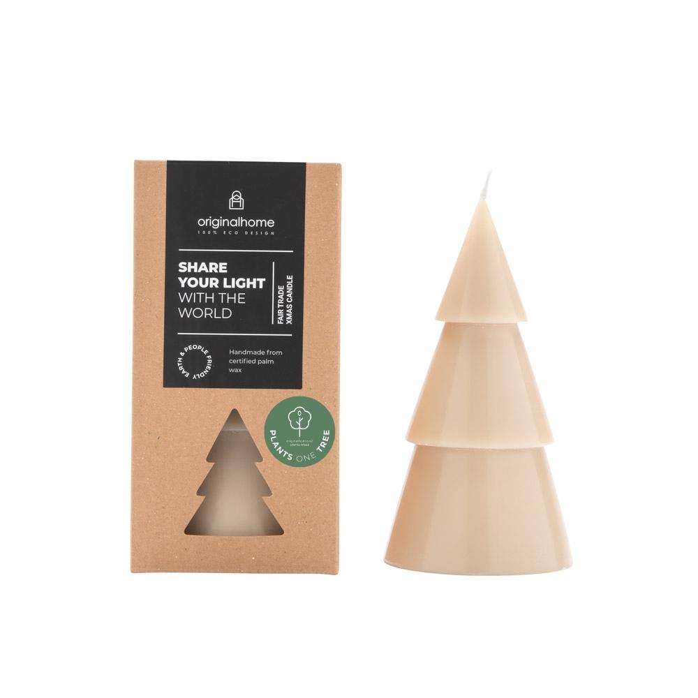 Kerze Xmas Tannenbaum L - beige