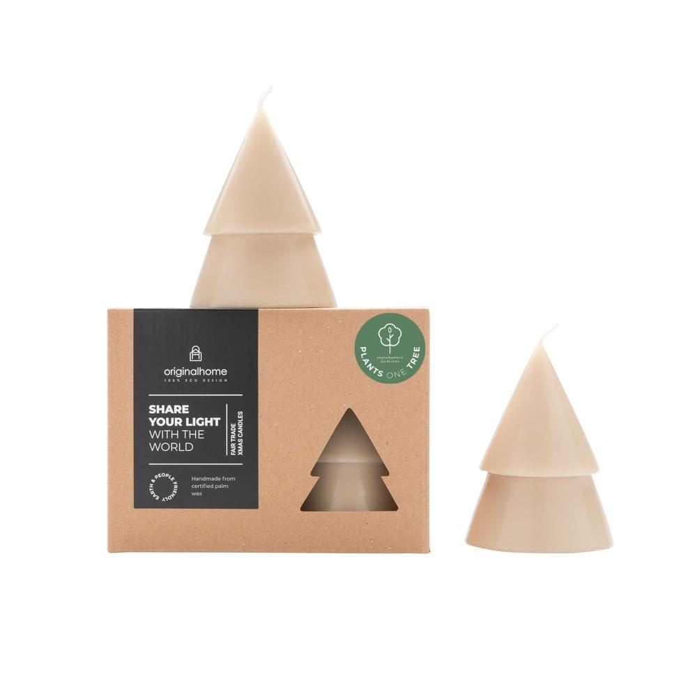 Kerze Xmas Tannenbaum 2er Set M - beige