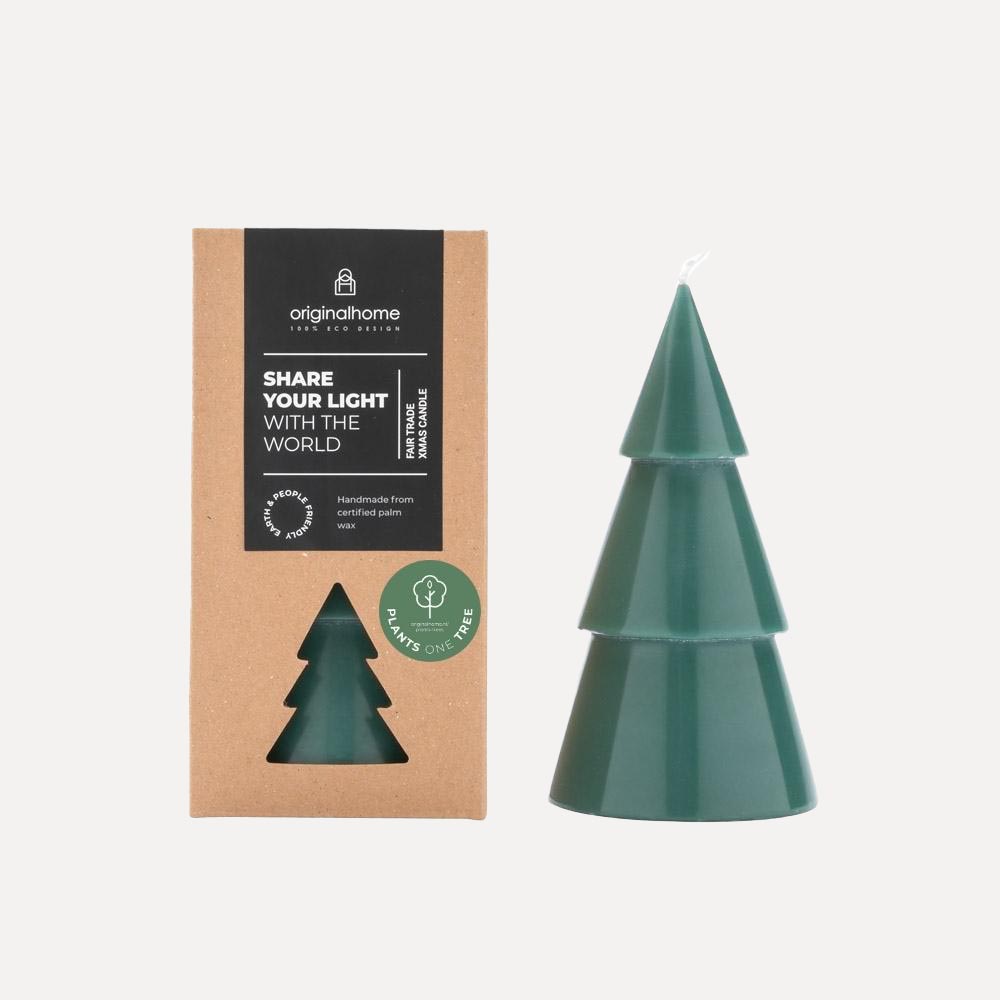 B-Ware Kerze Xmas Tannenbaum L - pine green