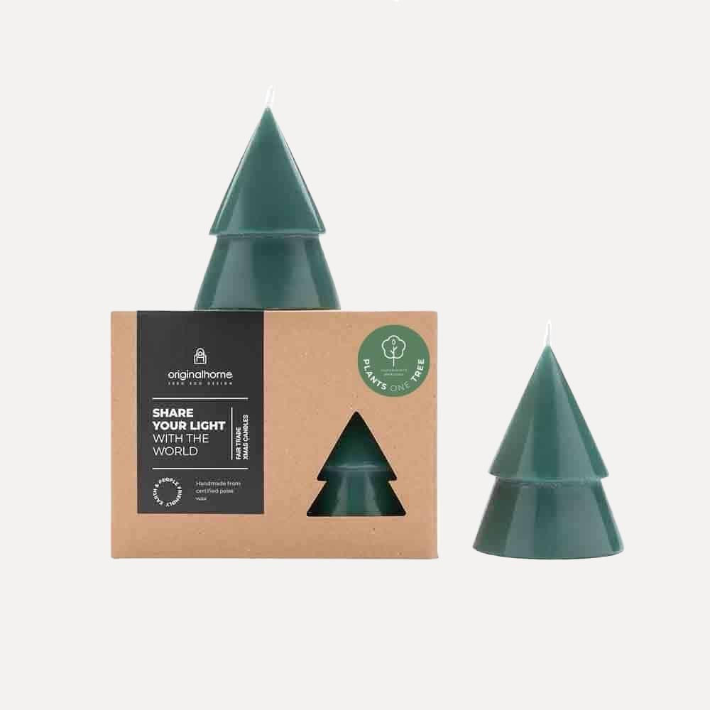 B-Ware Kerze Xmas Tannenbaum 2er Set M - pine green