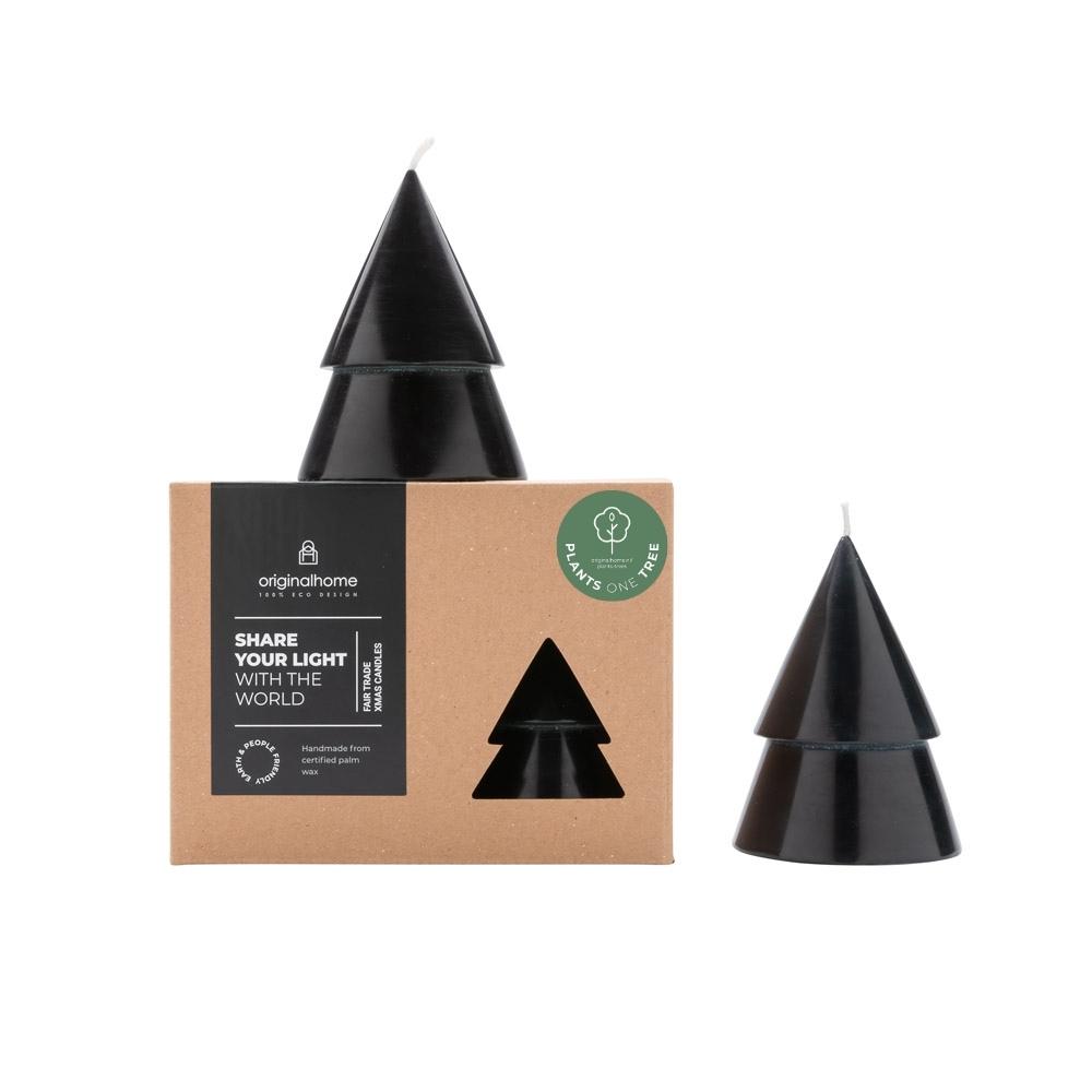 B-Ware Kerze Xmas 2er Set M - schwarz