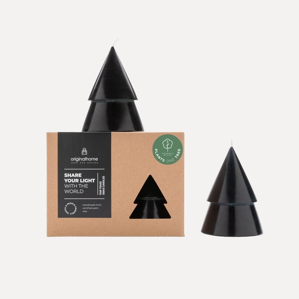 B-Ware Kerze Xmas 2er Set M - schwarz