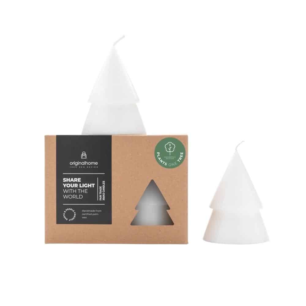 B-Ware Kerze Xmas Tannenbaum 2er Set M - weiß
