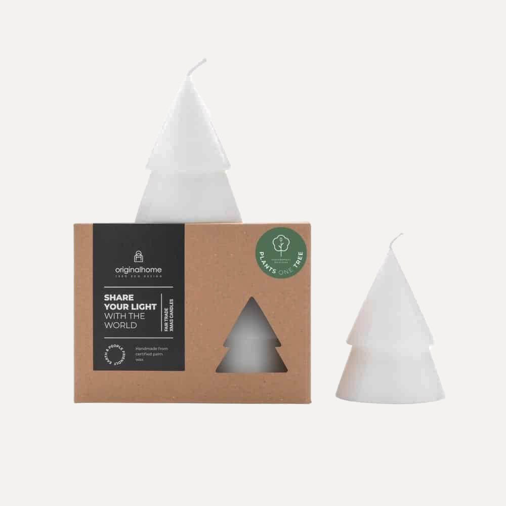 B-Ware Kerze Xmas Tannenbaum 2er Set M - weiß