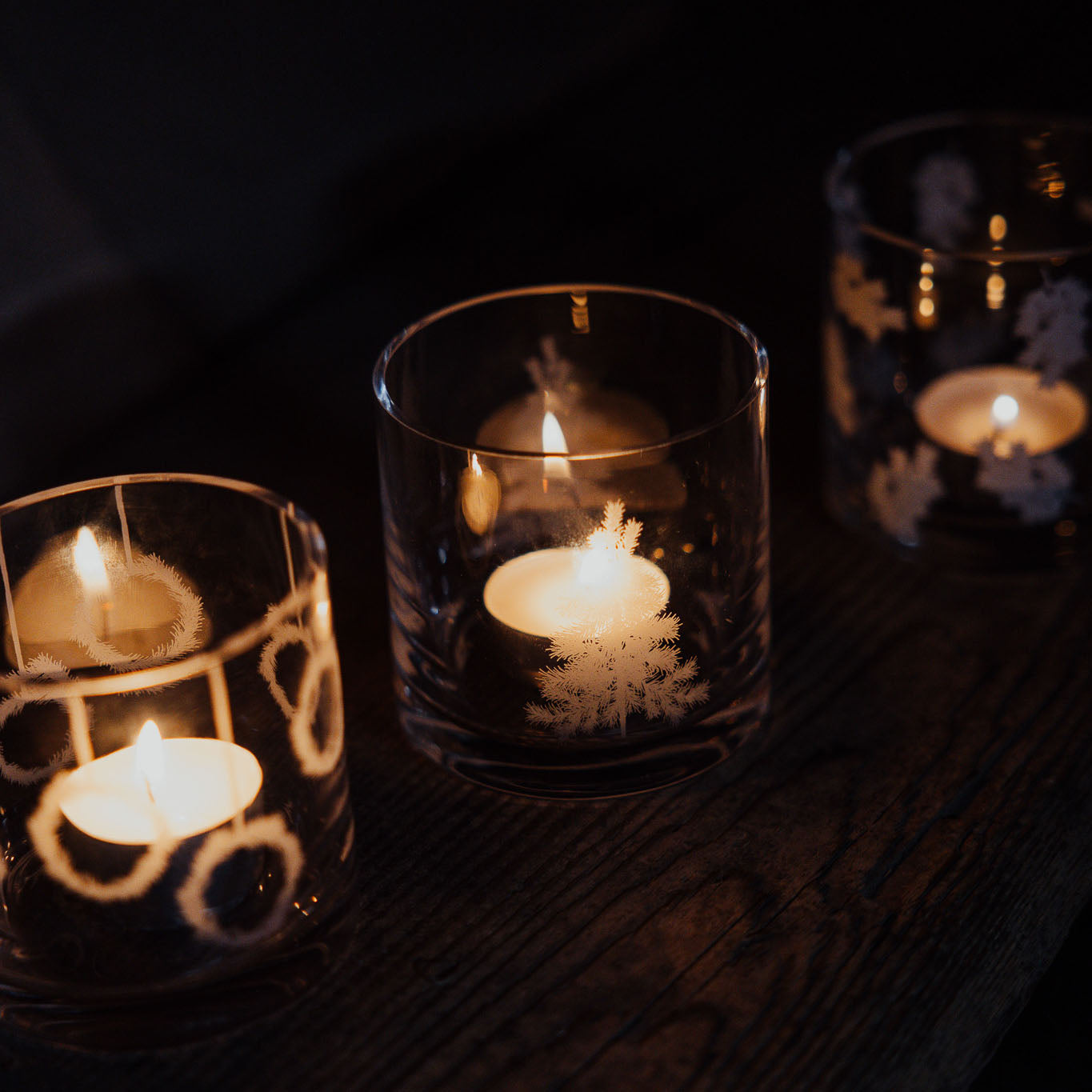 Windlicht Julgran aus Glas