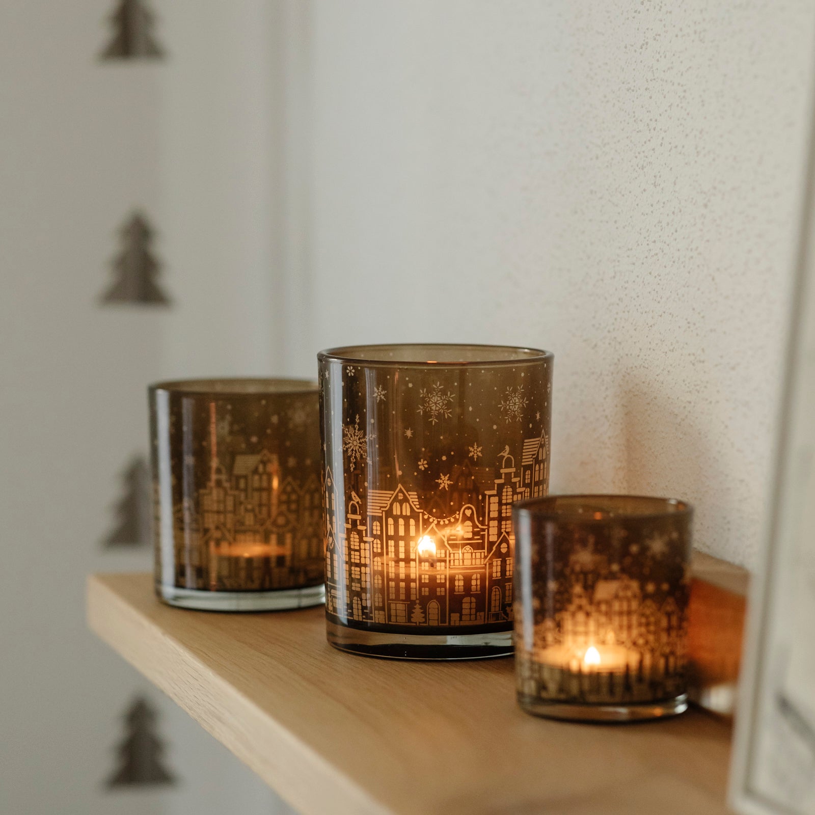 Windlicht Streets aus Glas - braun