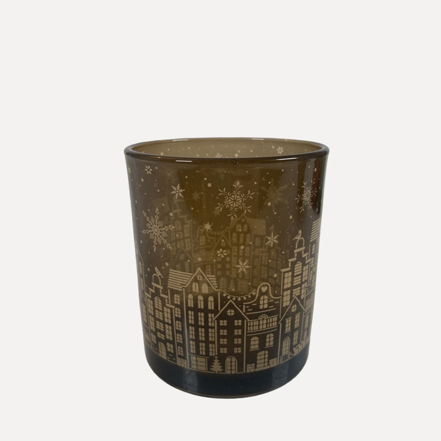 Windlicht Streets aus Glas - braun