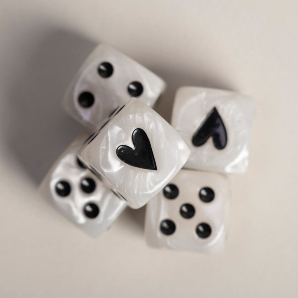 Würfel Set Perlmutt - schwarz